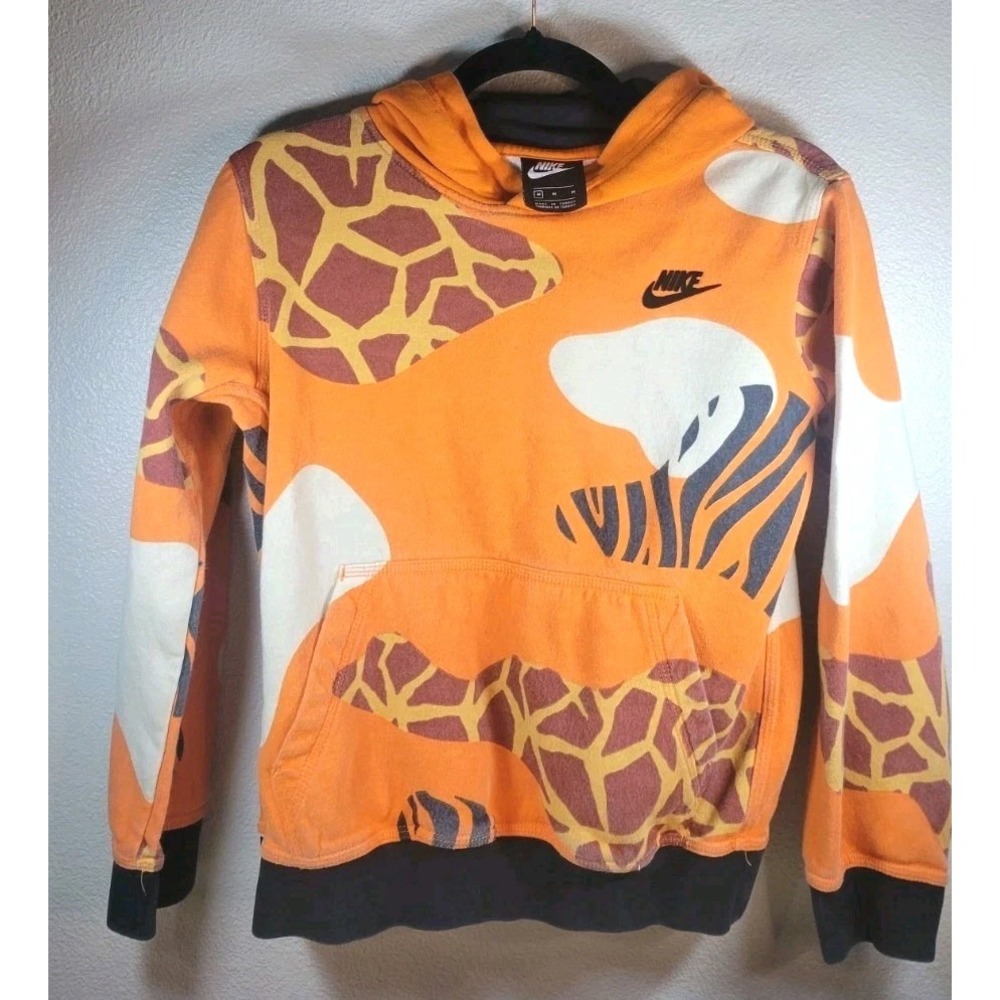 Nike Youth All Over Print Hoodie Safari Animal Print‎ Orange Size M